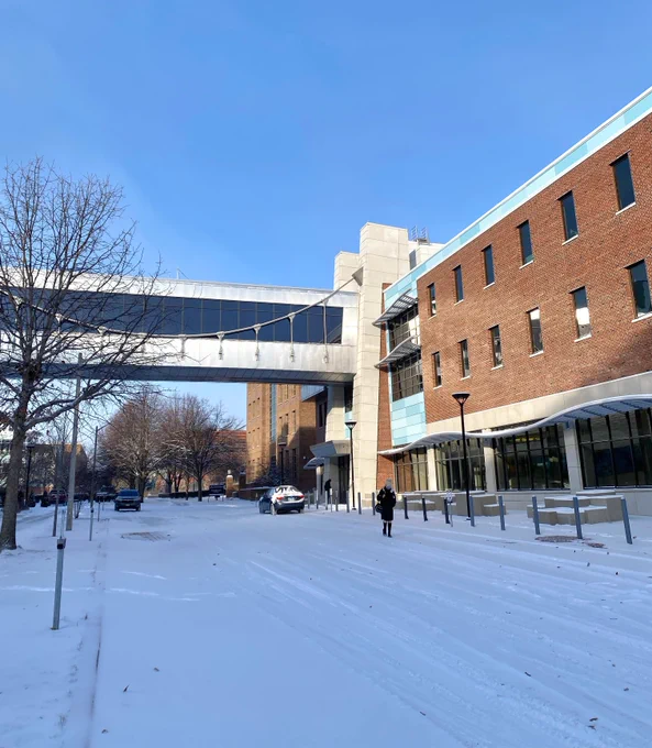 CEE Bridge and Hydrosystems lab on a snowy morning. 