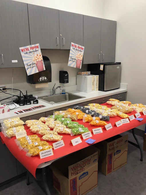 Teachers at JHH celebrated National Popcorn Day with treat bags from Popcorn Remix.