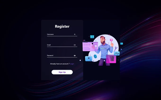 SignUp page of EffiTrack 🧑🏻‍💻