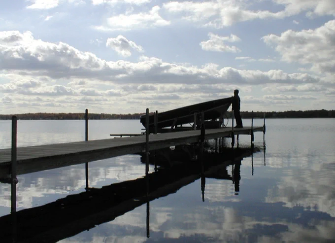 A photo of lake and boat