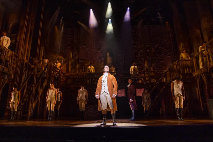 Jason Arrow and the original Australian company of Hamilton. 