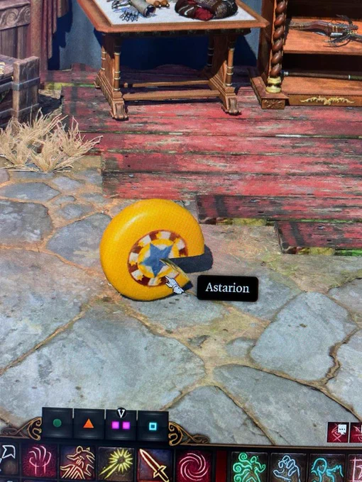 Astarion polymorphed into a wheel of cheese