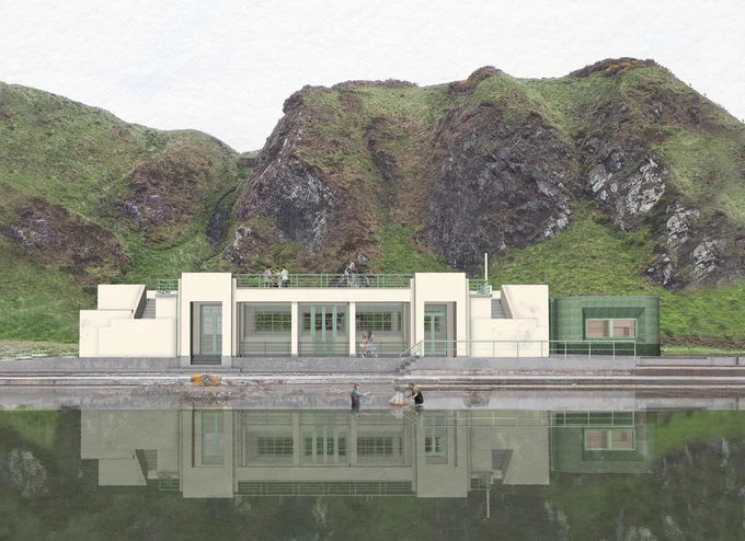 A visualisation of how Tarlair Pool pavilion will look after restoration.
Image: Studio Octopi