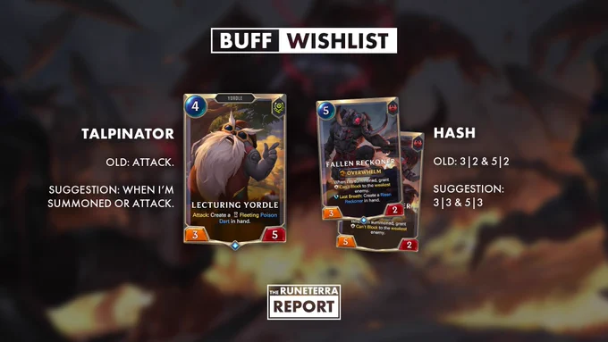 Lecturing Yordle and Fallen Reckoner buff suggestions by Talpinator and Hash