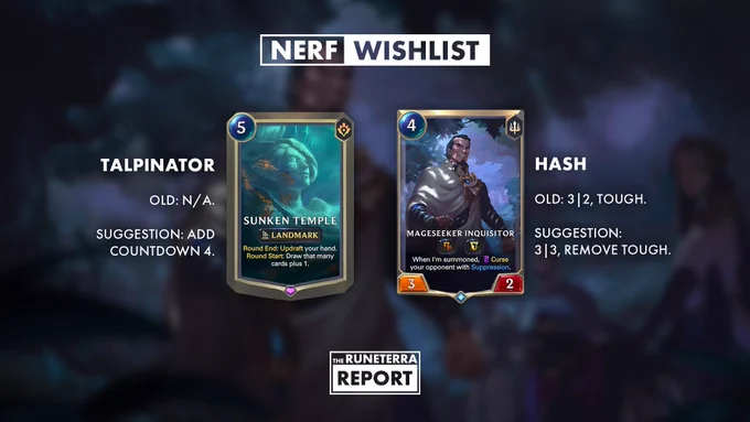Suggested changes for Sunken Temple and Mageseeker Inquisitor from (World Champion) Talpinator and Hash. 
