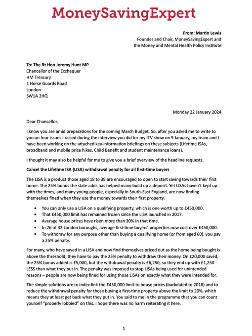 This is a long letter, so there are not enough character rules to reveal it in Alt Text, however a screen reader accessible version is here... https://blog.moneysavingexpert.com/2024/01/martin-lewis--letter-responding-to-the-chancellor-on-lifetime-is

I hope that helps.  Martin