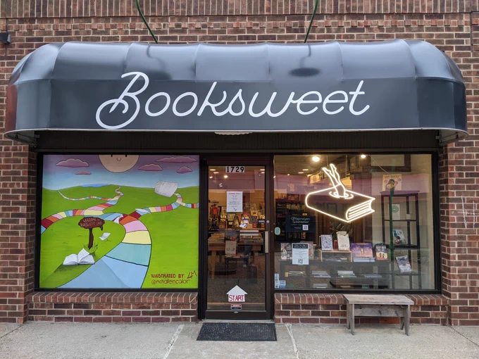The exterior of Booksweet at 1729 Plymouth Rd., Ann Arbor in the Courtyard Shops.