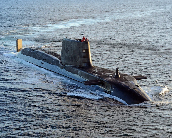 A submarine in the water