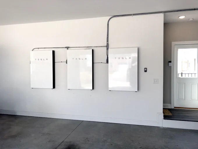 Three Tesla Powerwalls installed by Southern Energy Management in a home in North Carolina