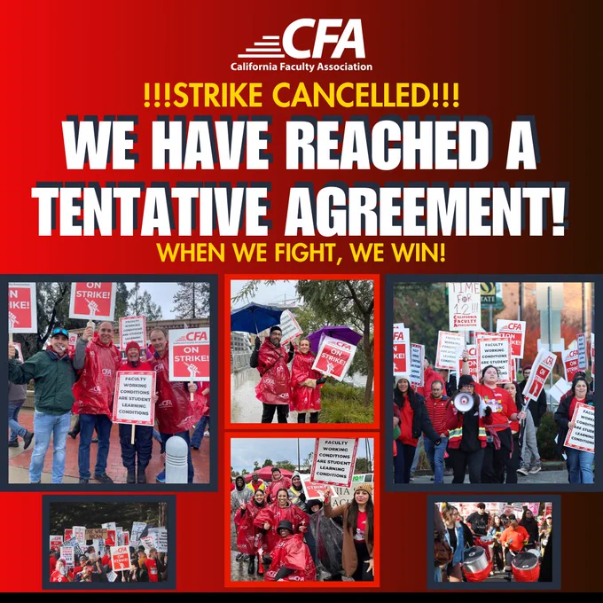 CFA has reached a tentative agreement! Images of members at the strike actions across the state.