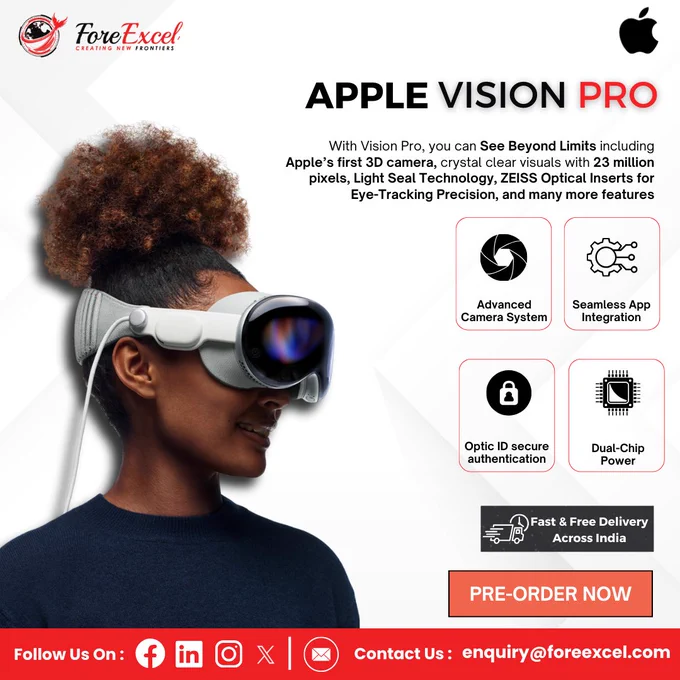 Be among the first to experience the future – Pre-order #AppleVisionPro now! For more details contact #ForeExcel.