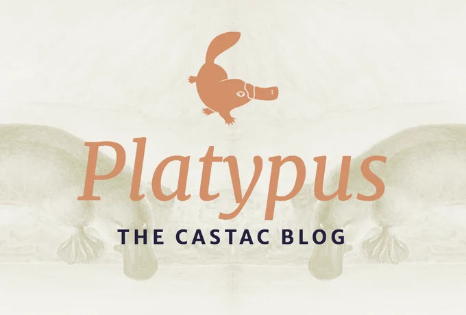 An orange cartoon platypus above the text "Platypus: The CASTAC blog" 