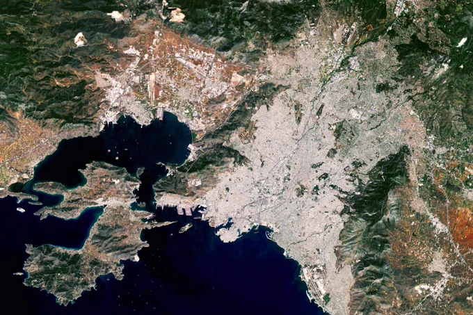 Satellite image of Athens, Greece