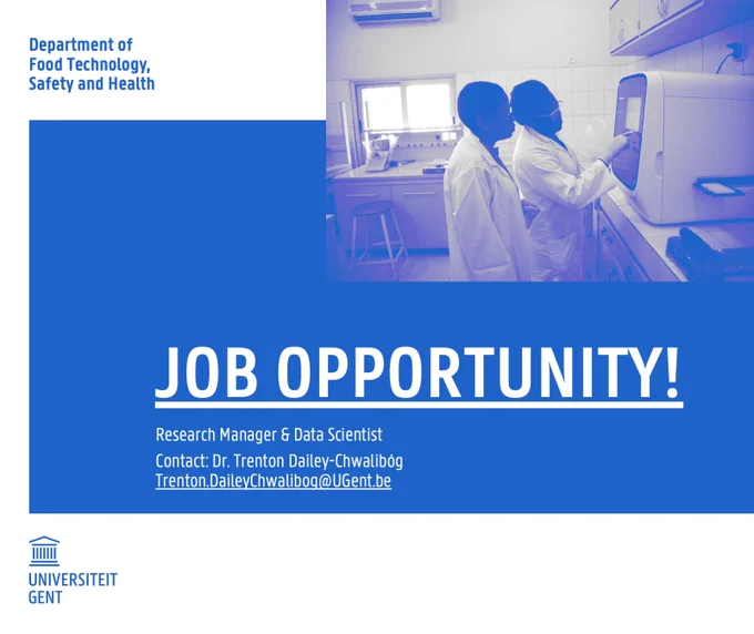 The Department of Food Technology, Safety and Health at Ghent University seeks a Research Manager/Data Scientist. The position will oversee two large-scale, biomedical research trials conducted in urban and peri-urban Bobo-Dioulasso, Burkina Faso—DenBalo and EMPBurkinaFaso. As a key member of the research group, this position supports the implementation of these project including procurement, import/export, biomaterial transfer, data management and curation. These projects often require considerable resources, high levels of functional integration, and will interface with both international Belgium-based scientific staff at UGent as well as Burkinabè implementation colleagues on the field. This role requires a blend of technical expertise, project management skills, and strong skills in data management infrastructure and technologies on R and/or Python. This position reports to the co-Principal Investigators, Dr. Laéticia Toé and Dr. Trenton Dailey-Chwaibóg.