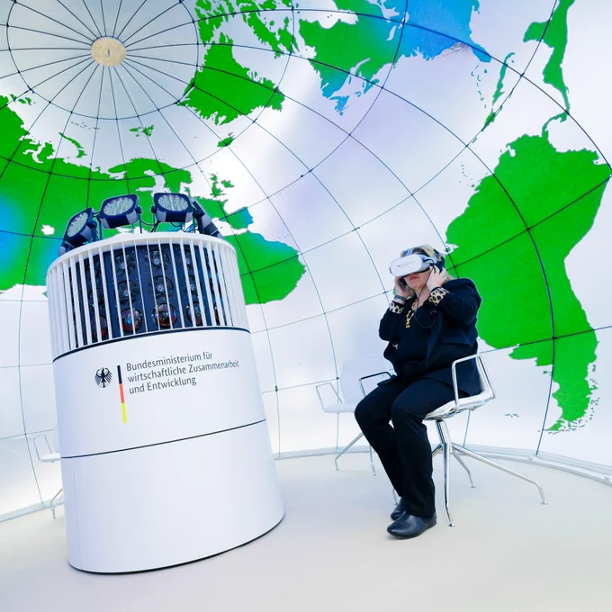 Bundesentwicklungsministerin Svenja Schulze in der BMZ-Klimakuppel auf der Grünen Woche 2024.