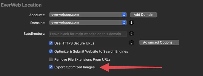 Optimize images in EverWeb 4.1