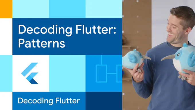 Flutter YouTube thumbnail with the title "Decoding Flutter: Patterns"
