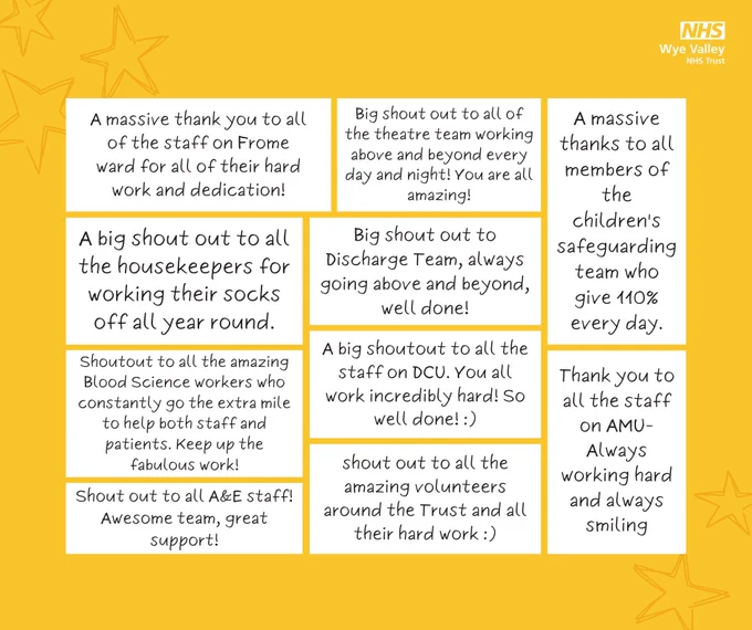 Staff Shout-outs shared by our staff about #amazingWVTstaff