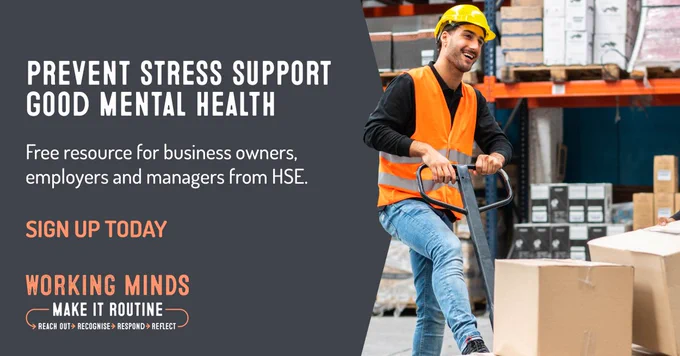 Prevent stress, support good mental health

Free resource for business owners, employers and managers from HSE

Sign up today