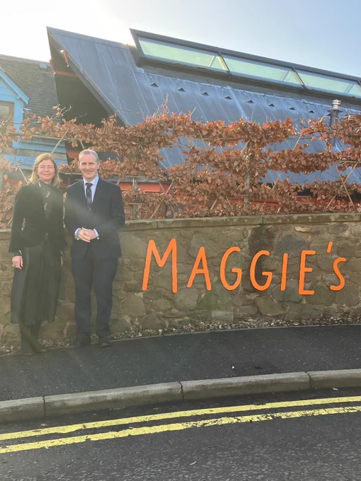 Health Secretary Michael Matheson with Dame Laura Lee DBE, chief executive, Maggie's Centre. 