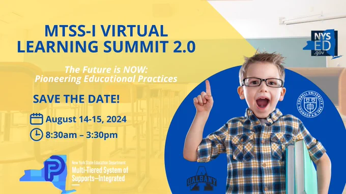 MTSS-I Virtual Learning Summit
The future is NOW: Pioneering Educational Practices
August 14 & 15, 2024
8:30am-3:30pm