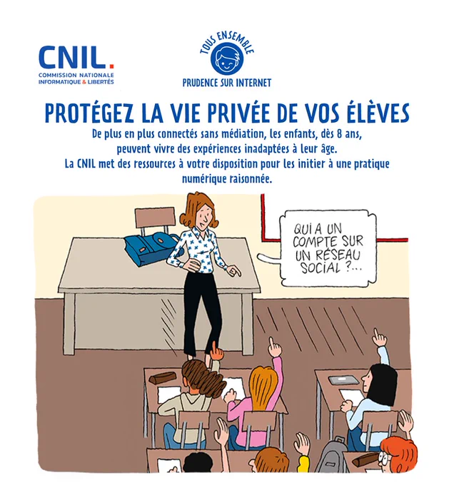 Livret enseignants « Protégez la vie privée de vos élèves »

De plus en plus connectés sans médiation, les enfants, dès 8 ans, peuvent vivre des expériences inadaptées à leur âge. La CNIL met des ressources à votre disposition pour les initier à une pratique numérique raisonnée.

Visuel d’illustration : Alexandre Franc