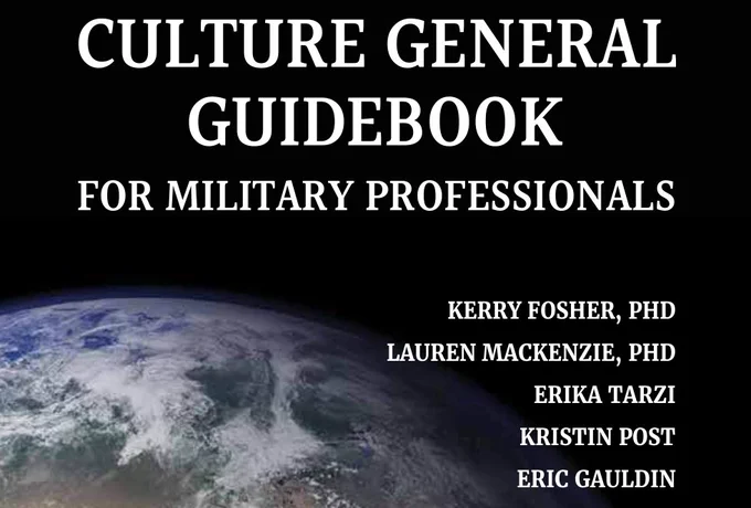 Book cover with the title "Culture General Guidebook for Military Professions" in white on a black background with an image of the earth. (Photo Credit: USMC)