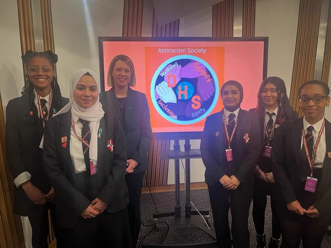Education Secretary Jenny Gilruth meeting with pupils from Drumchapel High School Anti-Racism Society.