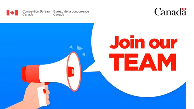 Hand holding a megaphone, a speech bubble that says “Join our team.”