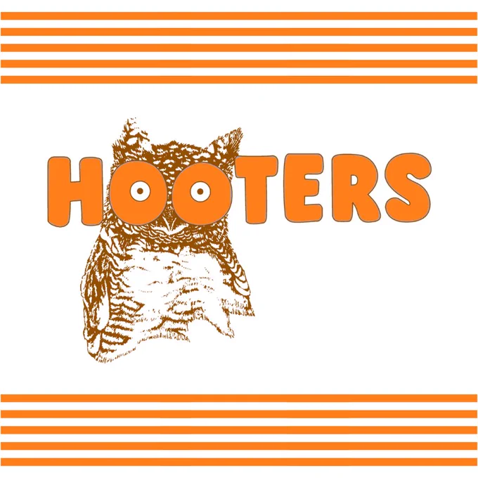 The images is of the hooters logo with orange stripes above and below.