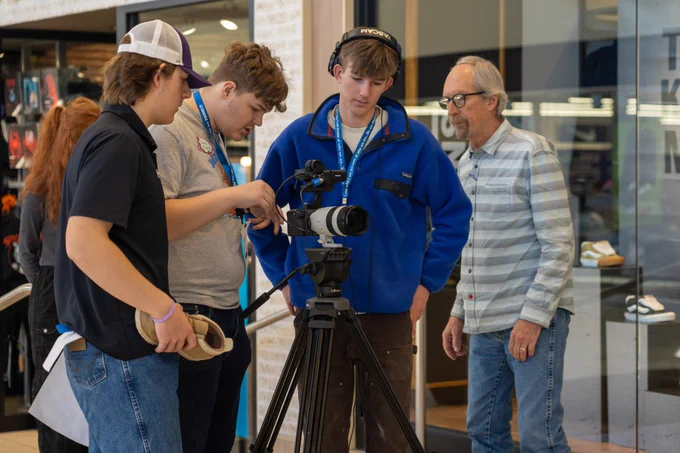 Students film at Foothills as part of the first-ever PSD Media Retreat.
