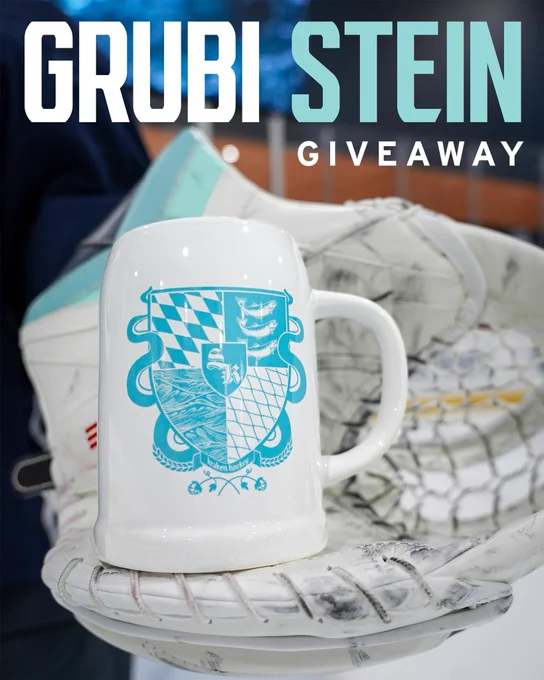Photo of Grubi stein with text that reads Grubi Stein Giveaway