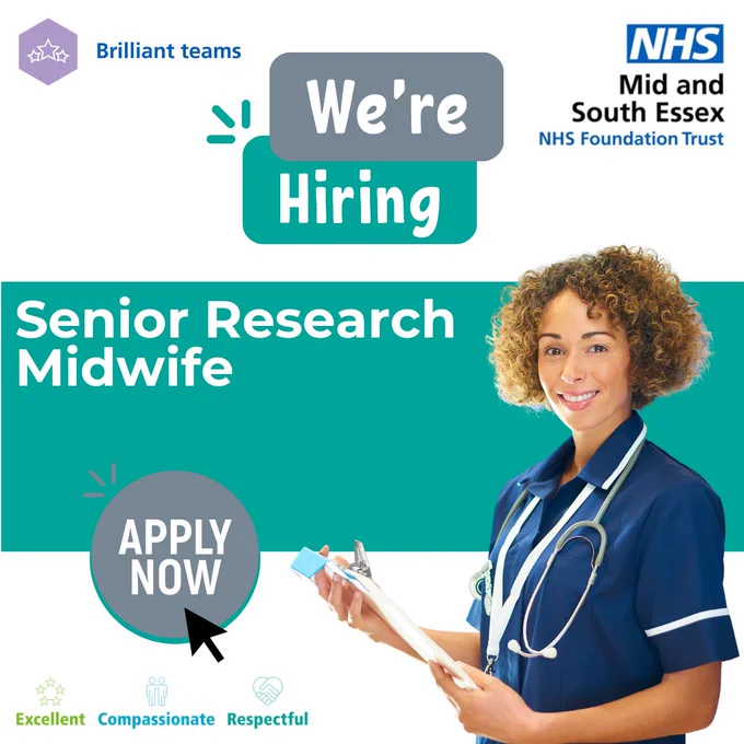 We're Hiring, Senior Research Midwife, Apply Now.