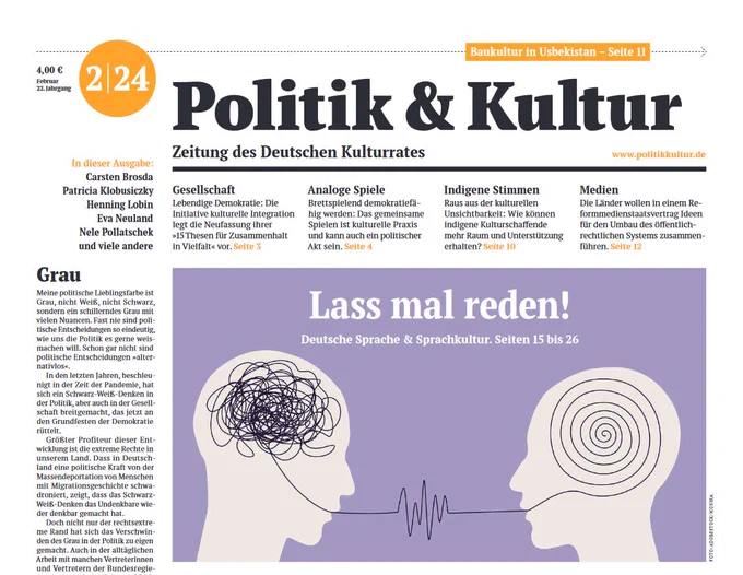 Titelseite der Zeitung Politik & Kultur der Ausgabe 2/24