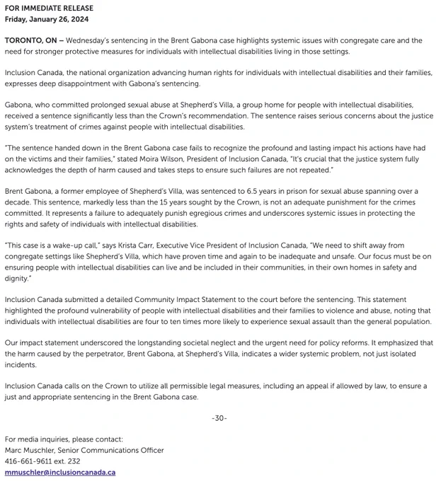 Text-based image of the press release promoted in post. For a screen-reader friendly version of the release, please go to the link in the post. 