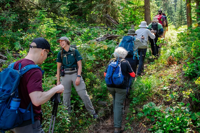 A Parks Canada Interpreter leads a guided hike