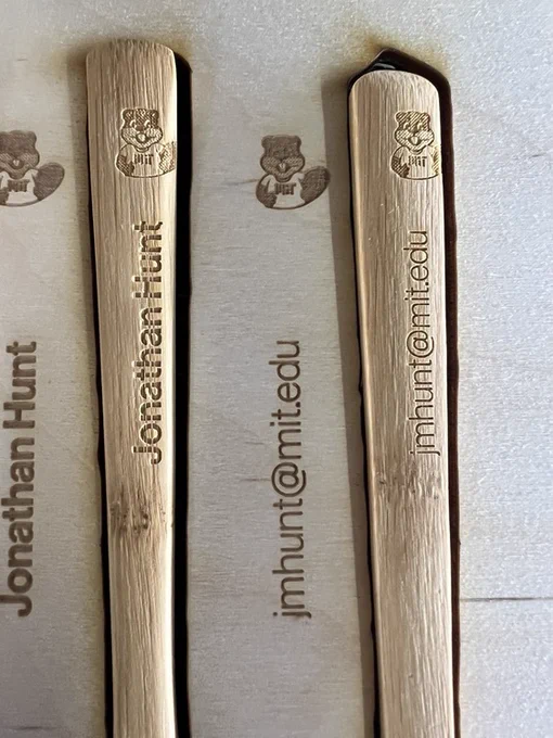 Photo of wooden engraved utensils.  