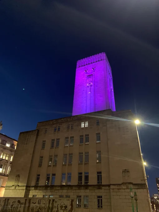 George's Dock Building illuminated to mark Holocaust Memorial Day