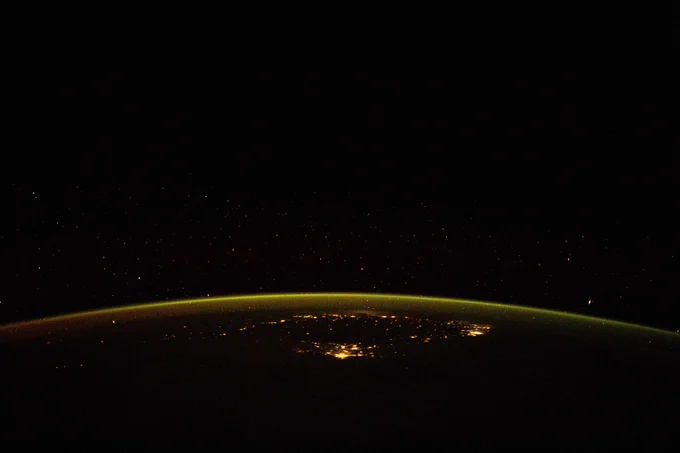 A view of Earth's nightglow  by ESA project astronaut Marcus Wandt during his mission on the International Space Station, somewhere over South America. Credits: ESA – M. Wandt