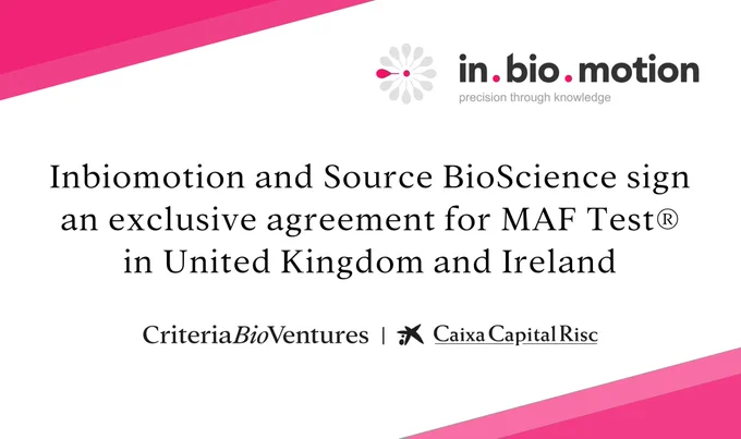 Inbiomotion and Source BioScience sign an exclusive agreement
for MAF Test® in United Kingdom and Ireland