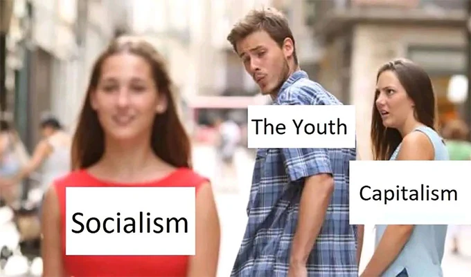 Author unknown, Object-label Internet meme (“Distracted boyfriend”; 27 November 2023).