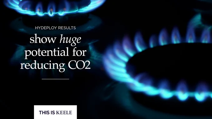 Text graphic stating 'HyDeploy results show huge potential for reducing CO2'  