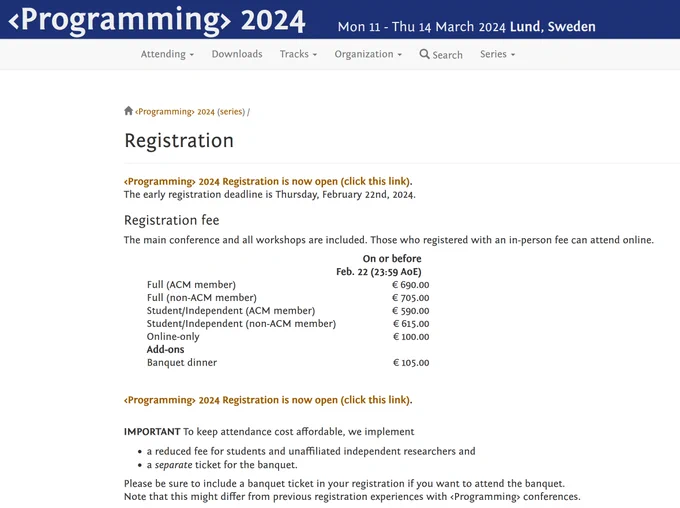 A screenshot of the registration website