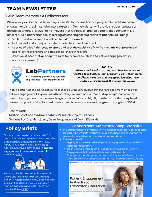 A screenshot of the LabPartners January newsletter.