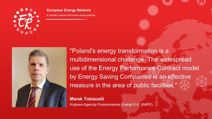 Marek Tobiacelli is working as an Expert in the Department of International Cooperation within the Polish National Energy Conservation Agency: "Poland's energy transformation is a multidimensional challenge. The widespread use of the Energy Performance Contract model by Energy Saving Companies is an effective measure in the area of public facilities."