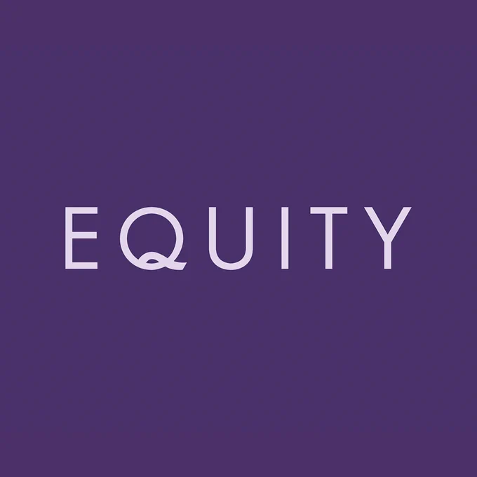 Image reads 'Equity' in light purple on dark purple background