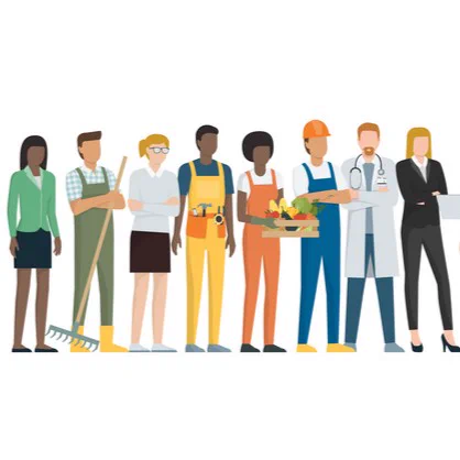 Illustration of diverse group of workers