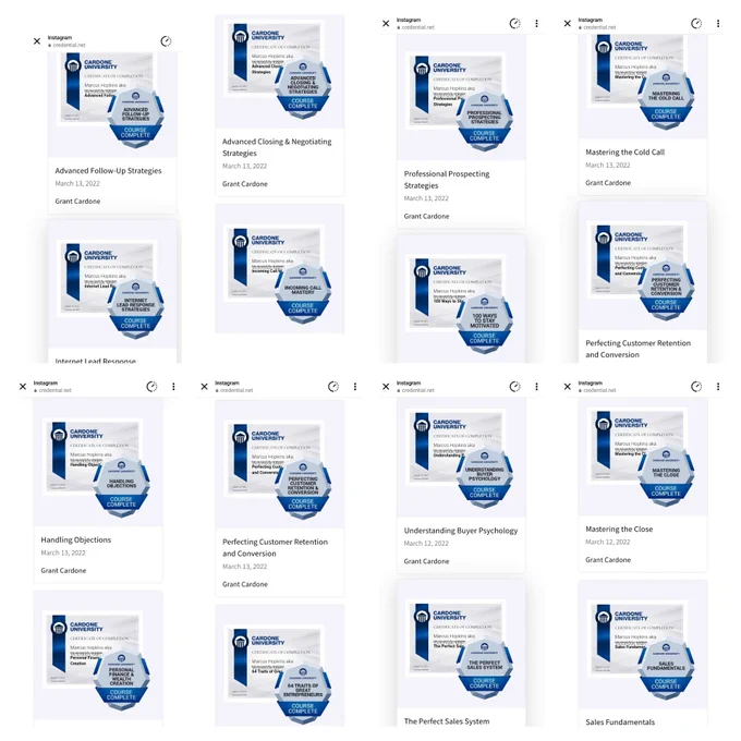 😱 WHAT AN HONOR❤️🙏 THANKS for 16 Business Awards Cerifications GRANTED By Business Partner Multi Billionaire @GrantCardone ! ( You can follow click links on my STORY AWARDS HIGHLIGHT for link on my Instagram @VictoriousMarcus1 besides awards photos here)😁
