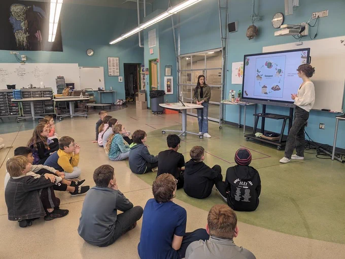 Students learned about what items are compostible.