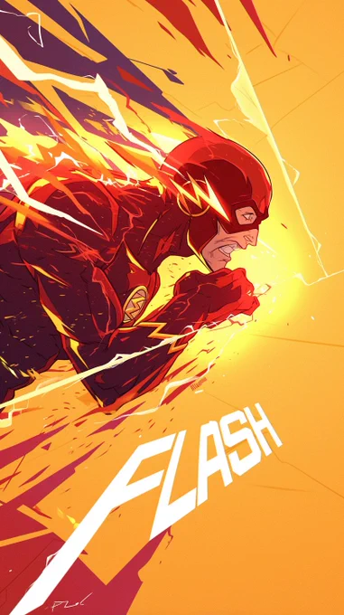 Flash running at the speed of light with the text "FLASH", in the style of anime aesthetic, Robert Kirkman, light red and light yellow, dc comics, superheroes, cartoon violence, brutalist, rtx, sharp angles --ar 9:16 --niji 6